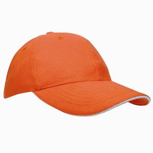 Heavy Brushed Cap oranje met witte sandwich