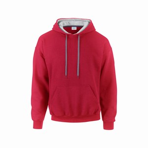 Gildan 185C00 hooded sweater contrast red grey