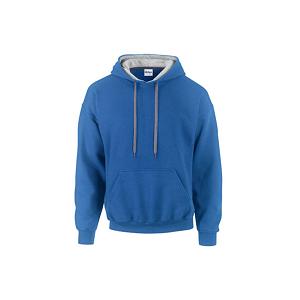 Gildan 185C00 hooded sweater contrast royal blue grey