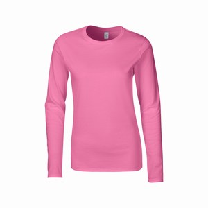 Gildan 64400L dames T-shirt lange mouw softstyle azalea
