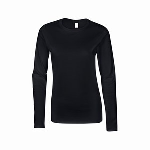 Gildan 64400L dames T-shirt lange mouw softstyle black