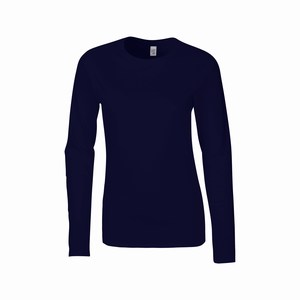 Gildan 64400L dames T-shirt lange mouw softstyle navy