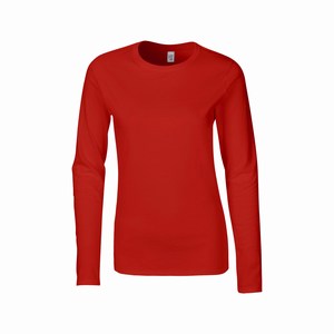 Gildan 64400L dames T-shirt lange mouw softstyle red
