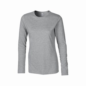 Gildan 64400L dames T-shirt lange mouw softstyle sports grey