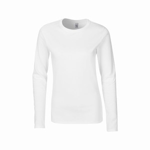Gildan 64400L dames T-shirt lange mouw softstyle white