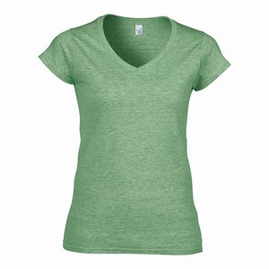 Gildan 64V00L dames v-hals T-shirt softstyle heather irish green