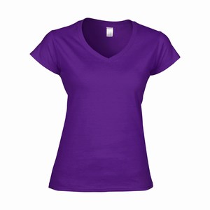 Gildan 64V00L dames v-hals T-shirt softstyle purple