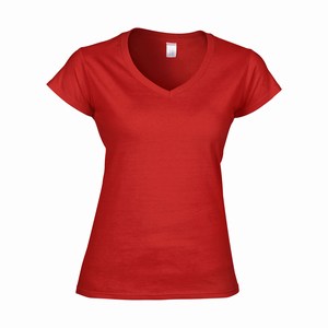 Gildan 64V00L dames v-hals T-shirt softstyle red