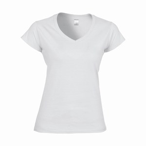 Gildan 64V00L dames v-hals T-shirt softstyle white