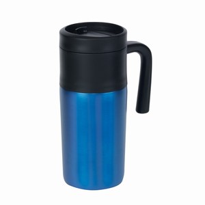 Thermosbeker Grab and Go. Zwart, Blauw.