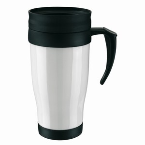 Thermobeker van kunststof met inhoud van 0,4 liter en schroefdeksel, wit