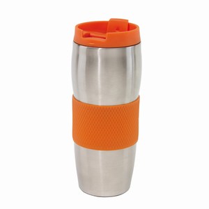 Thermosbeker roestvrij staal Au Lait. Oranje, Zilver.