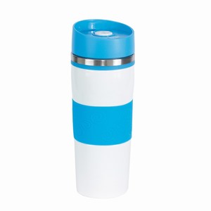 Thermosbeker Arabica. Lichtblauw, Wit.