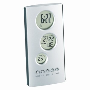 LCD alarmklokje Tower, zilver, antraciet