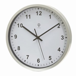 Radio-controlled wandklok Neptune. Zilver, Wit.