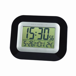 Radio controlled wandklok Punctual, zwart