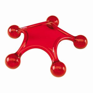 Kunststof massage instrument in de vorm van een zeester, rood