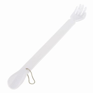 Kunststof schoenlepel met rugkrabber Scrape, wit