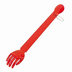 Kunststof schoenlepel met rugkrabber Scrape, rood