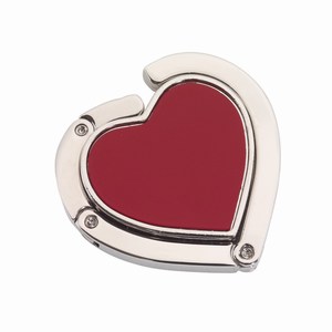 Hartvormige uitklapbare tashanger Desire. Zilver, Rood.