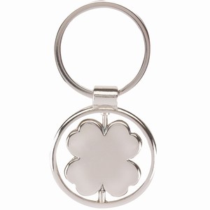 Metalen sleutelhanger Spinning Clover Leaf. Zilver.
