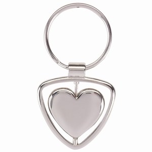 Metalen sleutelhanger Spinning Heart. Zilver.