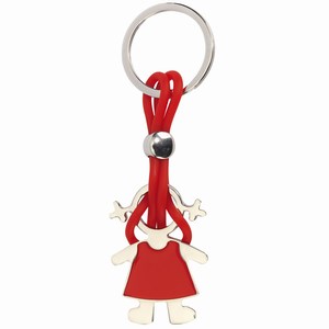 Sleutelhanger Girl. Zilver, Rood.