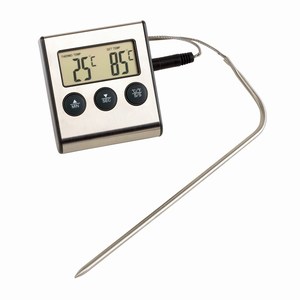 Kookthermometer van RVS met LCD display Gourmet, zilver, grijs