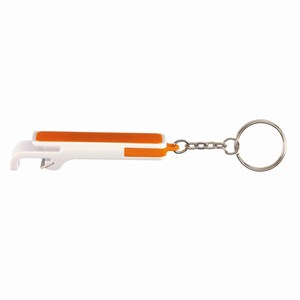 Sleutelhanger, flesopener en telefoonhouder Double Open. Wit, Oranje.