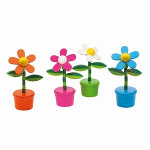 Houten dansfiguurtje Flower power, wit, roze, blauw, oranje