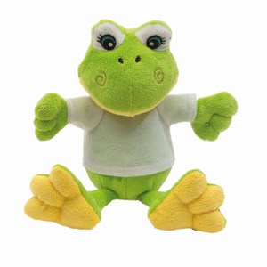 Pluche kikker Frieda. Groen, Wit.