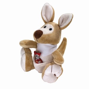 Pluche kangoeroe Jumper. Bruin, Wit.