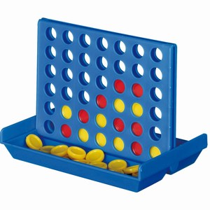 Reisspel 4 in a line, blauw, rood, geel