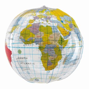 Opblaasbare wereldbol, 16 inch, transparant