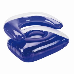 Opblaasbare stoel met rug en armsteun, blauw, transparant
