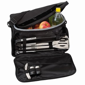Picknick BBQ tas 2 in 1, zwart, zilver