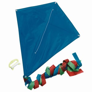 Eenvoudige vlieger van 190T polyester met meerkleuren staart, blauw