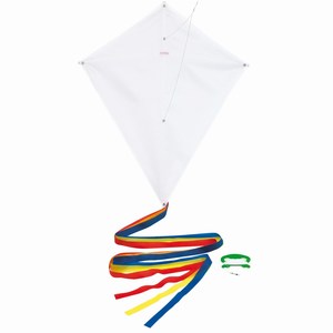 Eenvoudige vlieger van 190T polyester met meerkleuren staart, wit