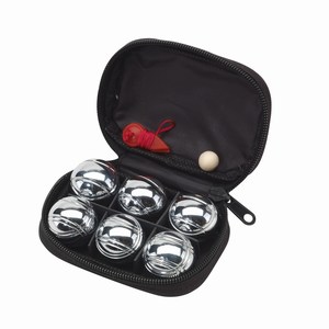 Mini Jeu de boules set, in zwart 600D polyester etui, zwart