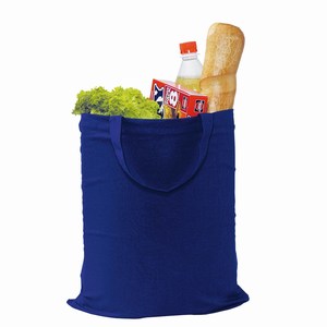 Katoenen boodschappentas met korte hengsels, blauw