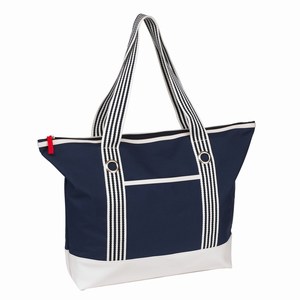 Strandtas met een groot afsluitbaar hoofdvak en een extra tasje binnenin Speciale vuilafstotende onderkant, beige, marine blauw