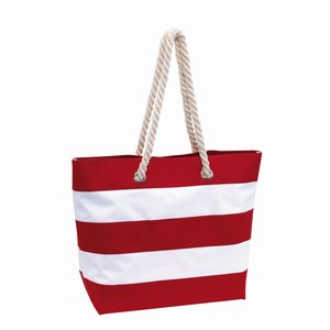 Strandtas van 300D polyester Sylt. Rood, Wit.