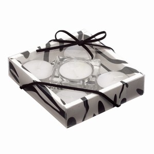 Kaarsenset Transparent Fashion, wit, zwart