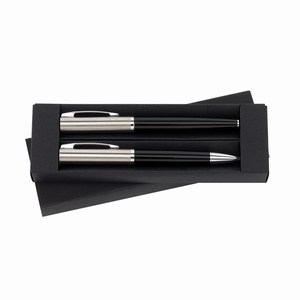 Pennenset van roestvrij staal Black Swan. Zwart, Zilver.