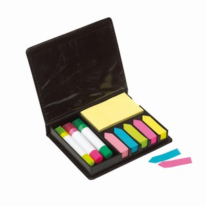 Memobox en markeerstiften Stick & Mark. Zwart.