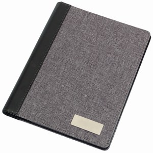 A5-schrijfmap Linen. Grijs, Zwart.
