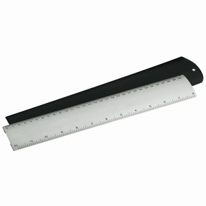Aluminium liniaal met lengte van 30 cm in hoesje, zilver