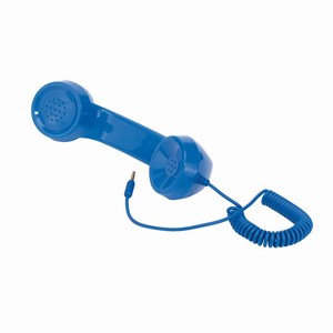 Retro telefoonhouder Call me. Blauw.