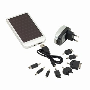 Metalen solar oplader Sunshine, zilver