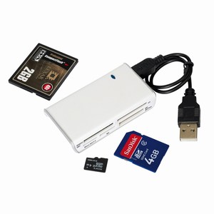 Multi card reader voor XD, MS, SD, SDHC, M2, CF, Micro SD en T-Flash kaart Met ca 30 cm USB kabel (versie 20), wit